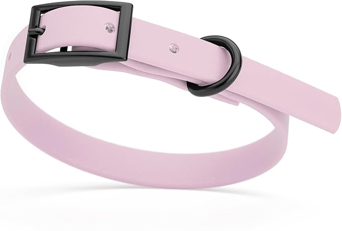 Dogline Biothane Coated Webbing Dog Collar with Black Metal Hardware: Durable Easy-Clean Everyday Collar for Dogs - Comfortable Adjustable Odor-Resistant Pet Collar, W1/2" x L9-12, Pastel Purple