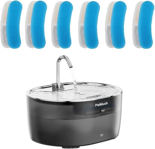 Cat Water Fountain: 108oz/3.2L Cat Fountain Super Silent Pet Drinking Dispenser (Cat Fountain 6 Filtesr + 6 Sponges)