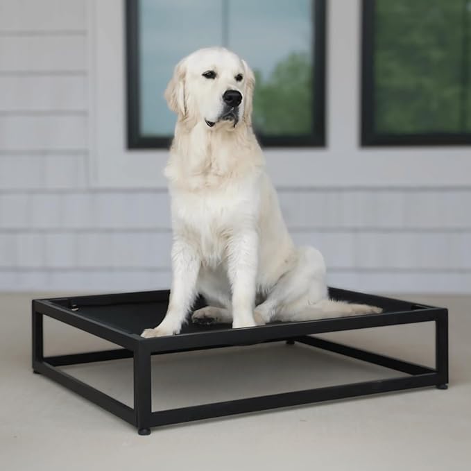 FUZI Luxury Up Pup Elevated Dog Bed, Premium Indoor & Outdoor Raised Pet Bed, Chew-Proof & Durable, Breathable Design for Comfort & Support, Dog Cot Medium 32x24x8 Black