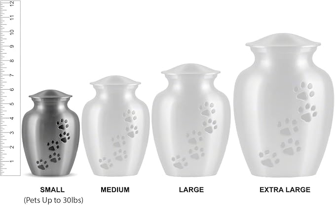 Pet Urn for Dogs and Cats with Personalized Laser Engraving, Ottillie Paws Premier Series Memorial Urns (Small Amethyst Purple with Vertical Pewter Paws)
