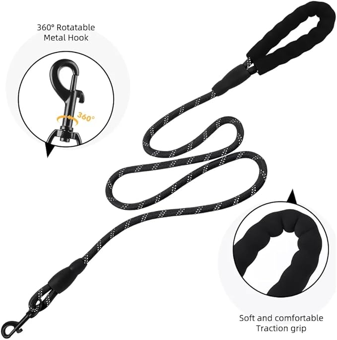 Dog Harness No Pull Adjustable Reflective,for Medium and Large Small Dog with Leash 59.06in (Black, S)