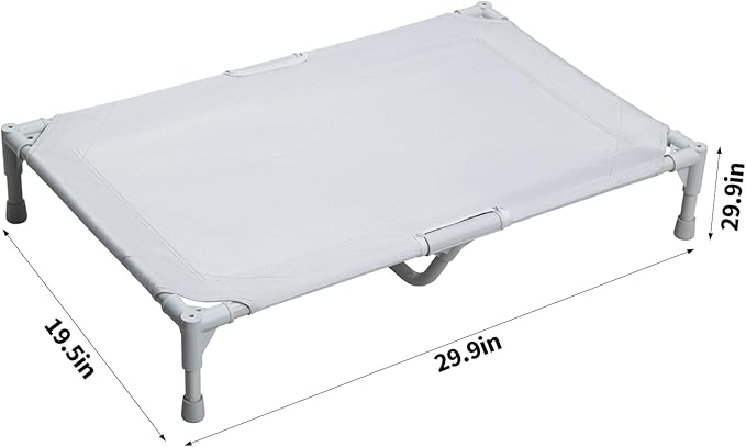 Love&go Elevated Dog Bed with Metal Frame, Cooling Raised Pet Cot for Dog and Cat (Medium-29.9x19.5x5.5 inch, M - Grey Bed)