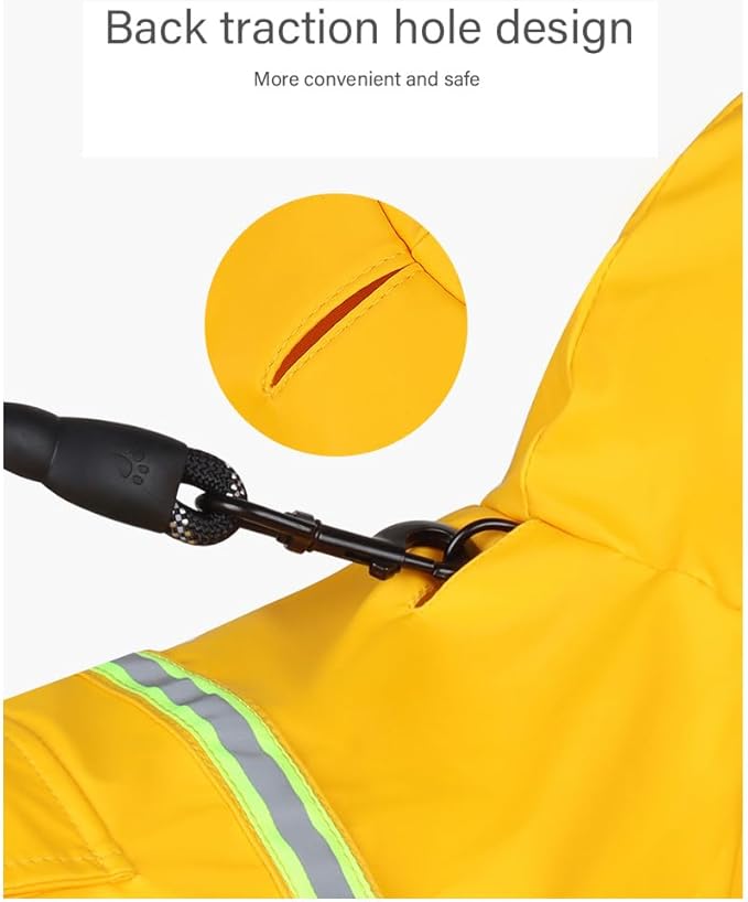 Pet Dog Raincoat Waterproof Reflective Lightweight with Adjustable Hood for Small Medium Large Dogs (Yellow,S)