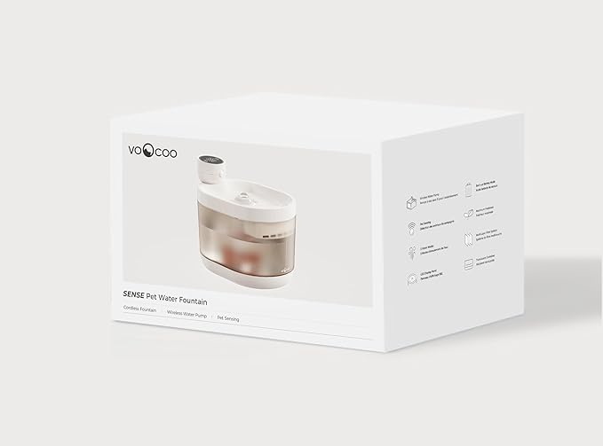 VOOCOO 2.2 L Automatic Cat & Dog Water Fountain – Ultra‑Quiet, 3‑Mode Flow, LED Panel Display, Triple Filtration, BPA‑Free, Promotes Hydration & Healthy Pets