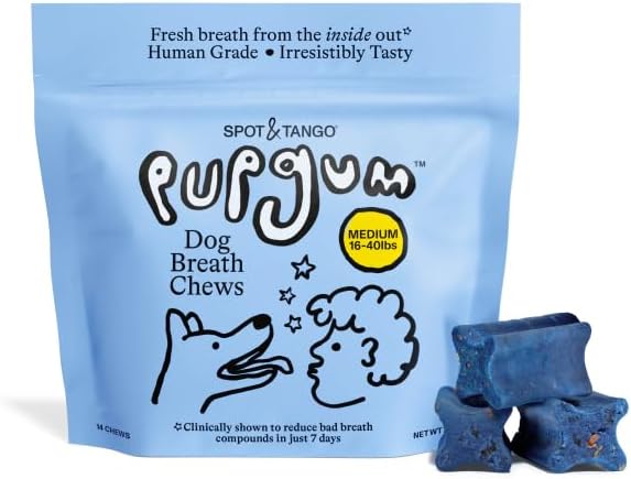 Spot & Tango PupGum Dog Dental Chews for Fresh Breath & Clean Teeth – Clinically Proven Plaque Control – Human-Grade, Vet-Developed Daily Dental Treats for Dogs 16-40lbs – 14 Chews – Made in USA