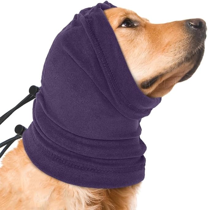 Nanaki Calming Hoodie for Dogs - Adjustable Ear Cover & Anxiety Relief, ML Purple | Noise Reduction Head Wrap for Fireworks, Thunderstorms, Grooming, Hematoma Recovery