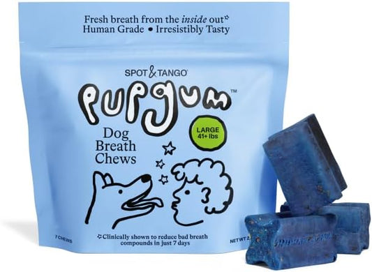 Spot & Tango PupGum Dog Dental Chews for Fresh Breath & Clean Teeth – Clinically Proven Plaque Control – Human-Grade, Vet-Developed Daily Dental Treats for Dogs 41+lbs – 7 Chews – Made in USA