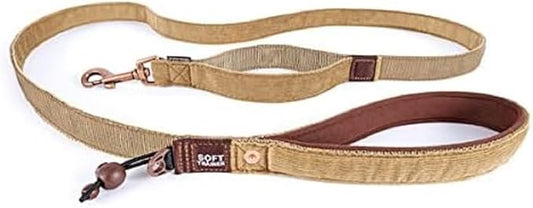 EzyDog Soft Trainer Dog Leash with Traffic Control Handle - Reflective Stitching for Nighttime Safety and Superior Strength and Comfortability for Training Small Dogs (Under 26 lbs) (72”, Corduroy)