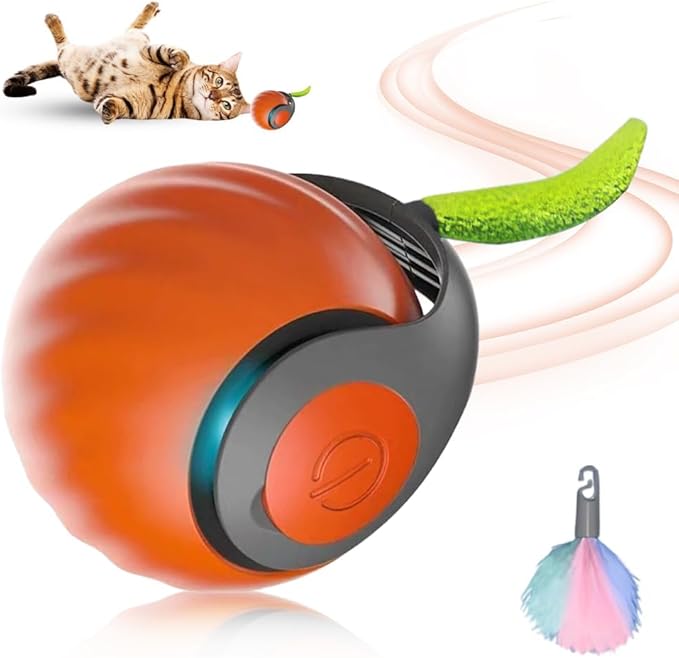 oputemon Speedy 3.0 Tail Cat Toy, 2026 New Speedy Tail Interactive Cat Toy for Indoor Cats, 2 Speed Adjustment- Automatic Moving Smart Cat Toys Ball with Tail for Bored Indoor Cats Dogs (Orange)