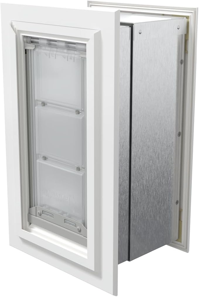 Endura Flap Pet Door for Walls in White | Energy-Efficient Single Flap Design for Wall Installations | All-Weather Protection with All-Metal Telescoping Tunnel | White, Small, Single Flap
