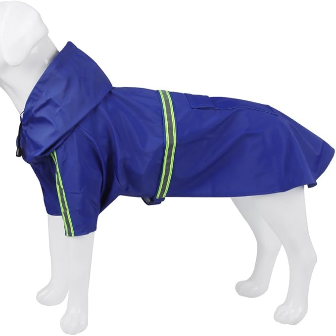 Pet Dog Raincoat Waterproof Reflective Lightweight with Adjustable Hood for Small Medium Large Dogs (Blue,5XL)