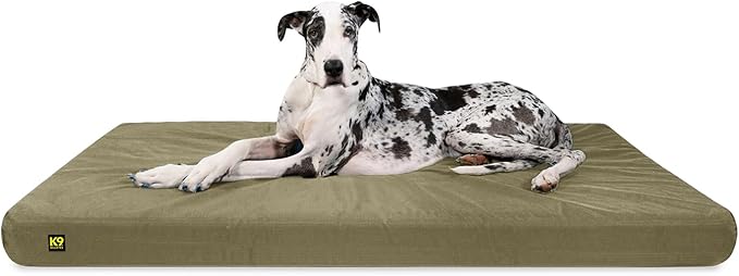 K9 Ballistics Tough Ripstop Orthopedic Rectangle Dog Bed w/Removable Washable Cover, Solid Orthopedic Foam - XX-Large, Sage Green