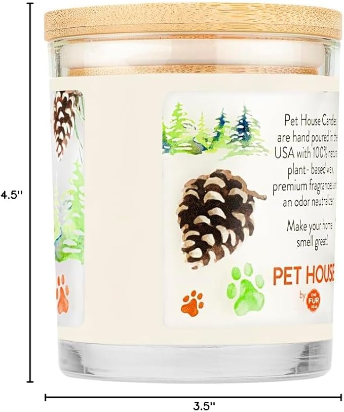 One Fur All Pet House Christmas Candles, Long Lasting, Clean Burning, Soy Wax Scented Candles for Pet Odor, Evergreen Forest