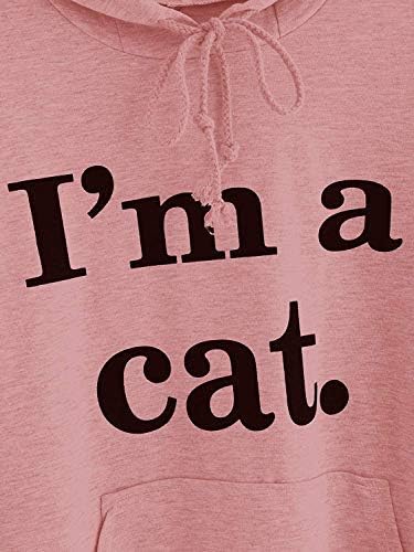 Women Girl Hoodies Cute Cat Ear Novelty Printed Pullover Sweatshirt