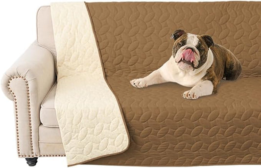 Ameritex Waterproof Pet Bed Cover Anti-Slip Dog Bed Blanket for Sofa and Furniture Waterproof New Pattern Design (Camel, 82x82 Inch (Pack of 1))