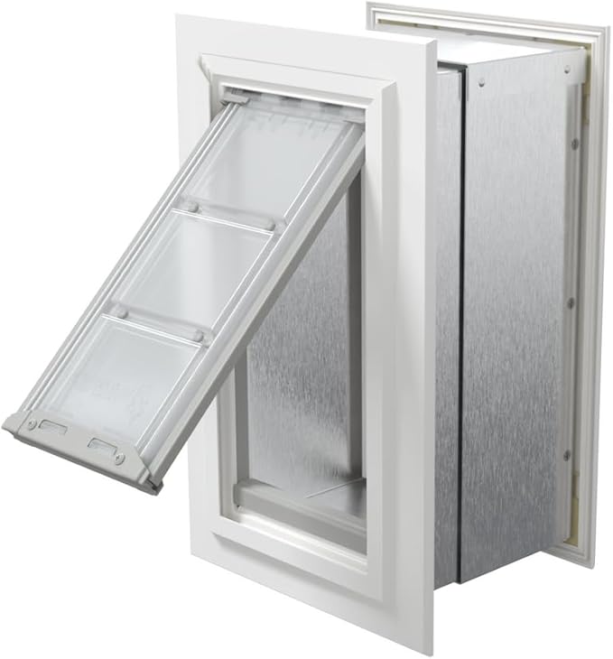 Endura Flap Pet Door for Walls in White | Energy-Efficient Single Flap Design for Wall Installations | All-Weather Protection with All-Metal Telescoping Tunnel | White, Small, Single Flap
