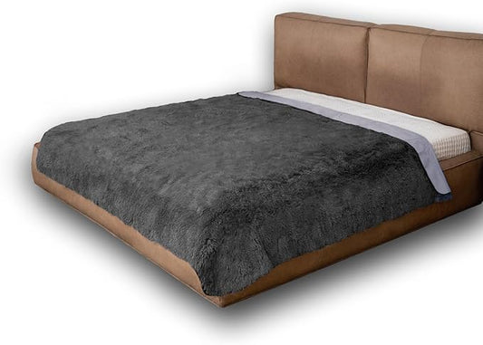 Waterproof Dog Bed Cover, Dog Pad Soft Plush Pet Blanket with Anti-Slip Back for Bed Couch Sofa, Furniture Protector for Small, Medium and Large Dogs and Cats (Dark Gray, 82"x102")