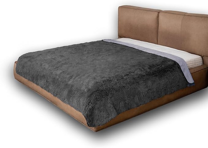 Waterproof Dog Bed Cover, Dog Pad Soft Plush Pet Blanket with Anti-Slip Back for Bed Couch Sofa, Furniture Protector for Small, Medium and Large Dogs and Cats (Dark Gray, 68"x82")