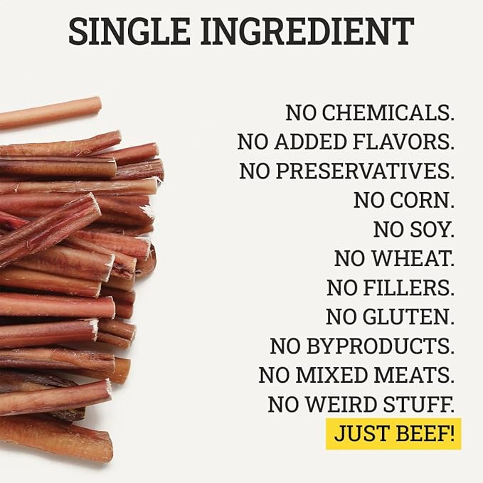 Supreme 6-inch Standard Bully Sticks by Sancho and Lola’s (5 Pack) All-Natural, Long-Lasting Dog Chew Treats - Free-Range, Grass-Fed Beef - Low Odor