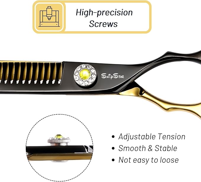 7.5inch Curved Thinning Dog Scissors, 35 Teeth High-end Dog Grooming Scissors, 25° Curved Blender, VG10 Steel Sharp Grooming Shears, Ergonomic Professional Pet Shears for Groomer