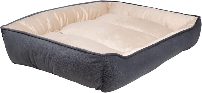 long rich Luxury Embossed Rectangle Micro Mink Dog and Pet Bed, Large, Burn Out Grey by Happycare Textiles, 24"x34"