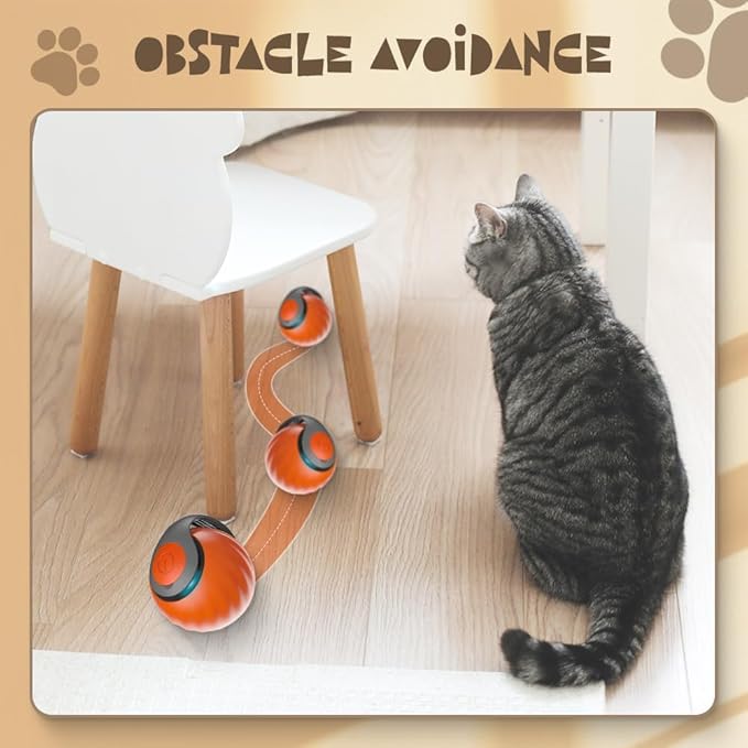 oputemon Speedy 3.0 Tail Cat Toy, 2026 New Speedy Tail Interactive Cat Toy for Indoor Cats, 2 Speed Adjustment- Automatic Moving Smart Cat Toys Ball with Tail for Bored Indoor Cats Dogs (Orange)