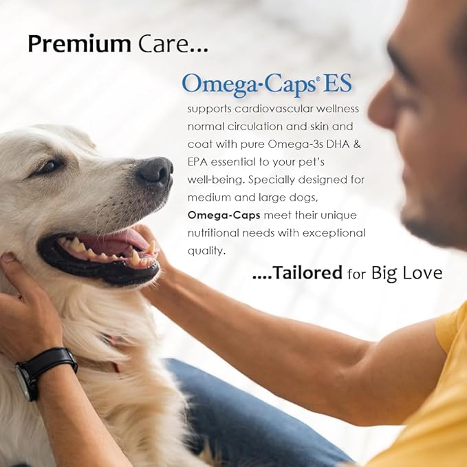Omega-Caps ES for Large & Giant Dogs - Omega 3, Vitamins, Minerals, Antioxidants - Support Immune System, Joints, Heart, and Brain - 250 Softgel Capsules