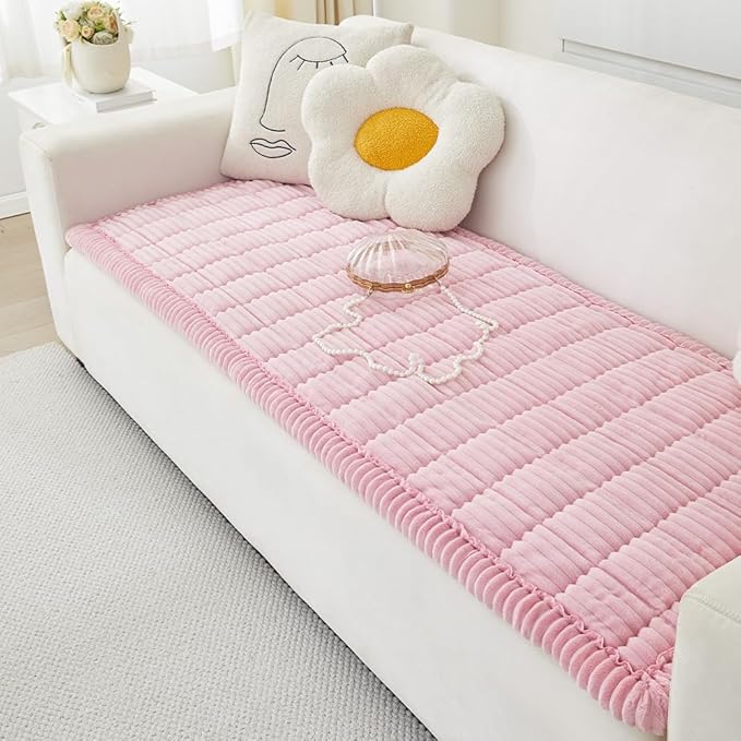 Couch Cover for Dogs Washable, Fuzzy Pet Couch Covers for 3 Cushion Sofa Pet Friendly, Non Slip Sofa Cover (Pink, 27.6" x 59"/70 x 150cm)