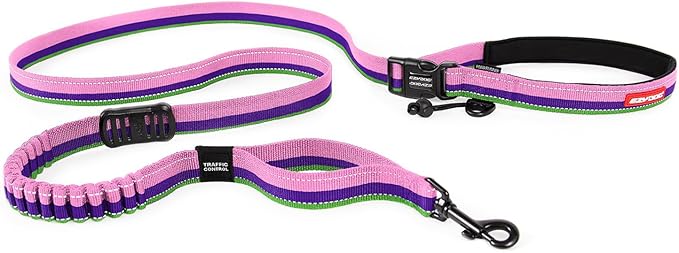 EzyDog Road Runner Hands Free Dog Leash – Waist Leash for Dog Walking, Jogging and Running with Zero Shock Bungee, Reflective Stitching, and Adjustable Waist (Bubblegum)