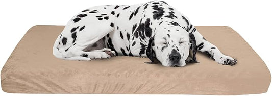 PETMAKER Memory Foam Dog Bed - 2-Layer Orthopedic Pet Pad with Machine Washable Cover - 37x24 Pet Bed for Large Dogs (Tan)