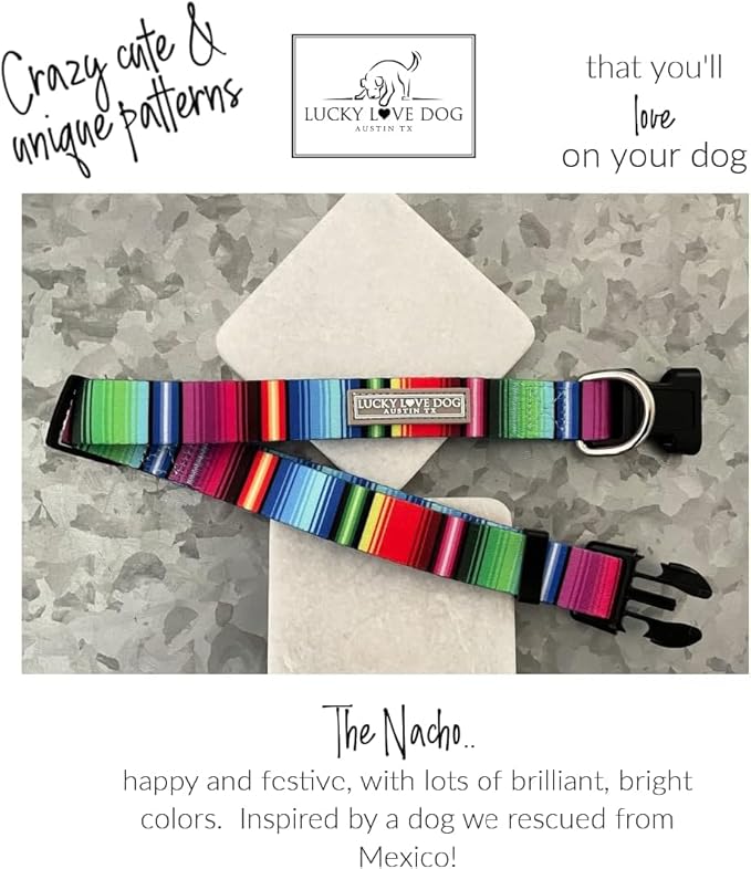 Lucky Love Dog - Adjustable Dog Collar with Easy Click Buckle for Small to Large Dogs, Durable, & Comfortable for Male & Female Dogs, Pet Collar for Puppies & Adult Ones - Nacho, XS