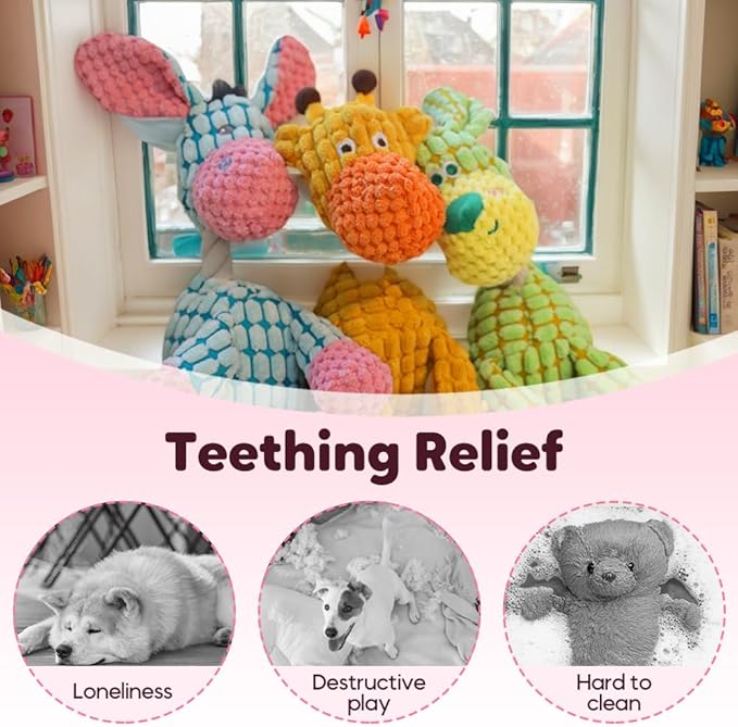 Indestructible Dog Toy, 2026 New Durable Plush Dog Toys for Aggressive Chewers, Squeaky Chew Toy for Small Medium Large Dogs Puppy Teething Toys (Orange)