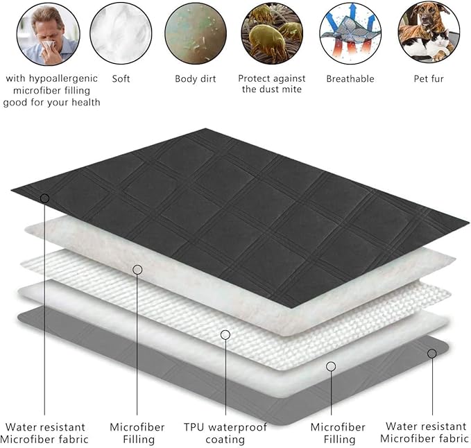 fuguitex Waterproof Dog Blanket Reversible for Small Dogs Resistant Leakproof Washable Couch Cushion Bed Protector Cover for Indoor Furniture Pet Friendly（30"*70",Dark Grey+Grey