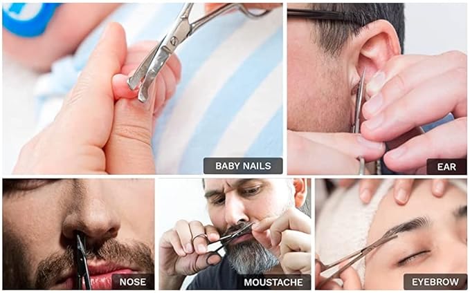 Rounded Stainless Steel Small Hair Scissors – Rounded Tip Scissors for Nose Hair, Mustache, Beard, Eyebrows, Eyelashes, and Baby Nails.