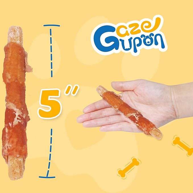 gazeupon Dog Treats, Chicken Wrapped Oat Biscuits Stick, Dog Chews for Training w/Glucosamine Chondroitin, Rawhide Free