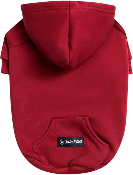Spark Paws Dog Hoodie – Premium Dog Sweater for Small, Medium, and Large Dogs | Warm Outfits for French Bulldogs, Pitbull, Puppy, Winter Jacket Alternative - Burgundy - M