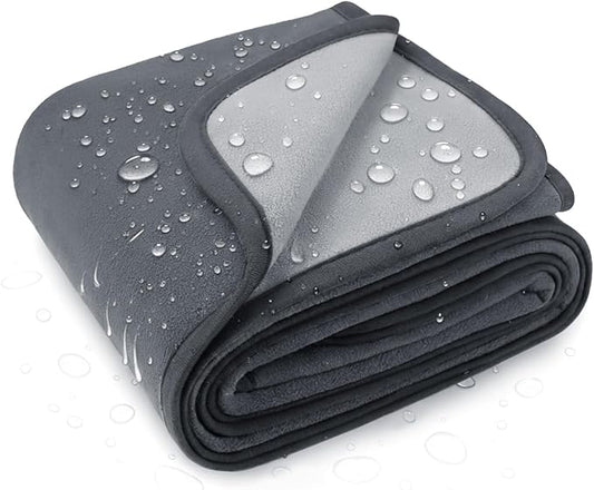 Luciphia 100% Waterproof Blanket for Adults or Small Medium Dogs, Soft Polar Fleece Pet Blankets for Couch Protector Washable, Reversible Leakproof Furniture Protection for Puppy,Dark Grey,57x40 inch