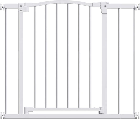 Great Gates Pet Gate - Durable Steel Gate for Stairs - Self-Closing Door & 2-Step Child Proof Lock - Wall-Friendly Dog Gates for Doorways (Fits Most) - 29.8"- 47.5", 28” Tall