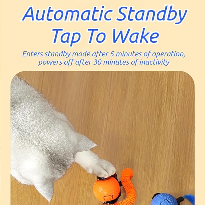 BIBIFACTORY 2026 New The Smart Wave Chase Ball, Revolutionary Smart Chase Ball 3.0, Interactive Fast Moving Ball with Tail, Automatic Cat Chase Balls Toy for Dog Cat Indoor Play (2PCS)