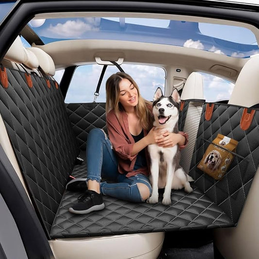 EcoNour Hard Bottom Back Seat Extender for Dogs | Holds 400 Lbs Fits Sedan, SUV and Truck | Waterproof Backseat Cover for Dogs in Car | Seat Protector for Dog | Car Dog Hammock Cradle - 51x63 inches