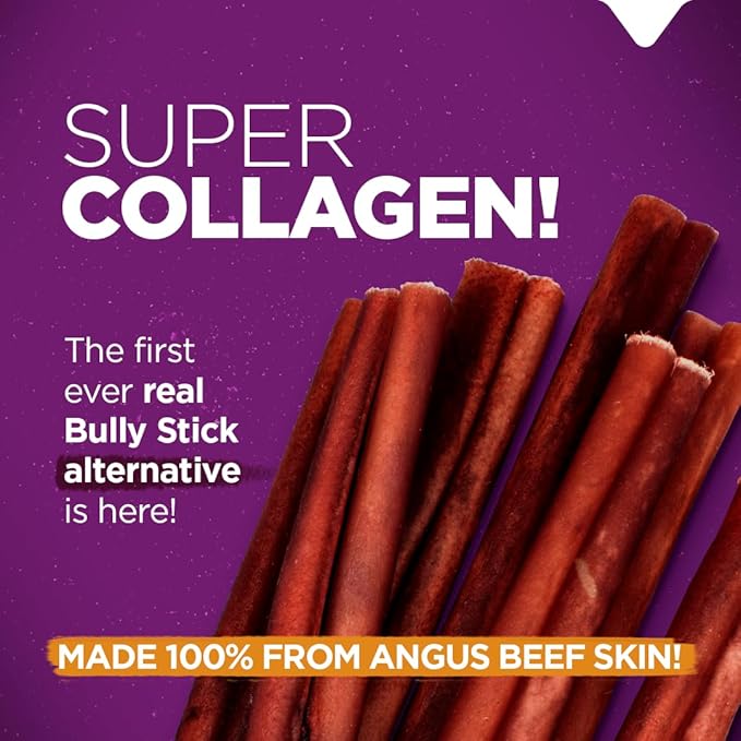 Natural Farm Odor-Free Super Collagen Dog Chews (6-Inch, 15-Pack) The First Ever Real Bull Sticks Alternative: 100% Natural Angus Hide Collagen Treats - More Protein, More Chew Time for All Dogs