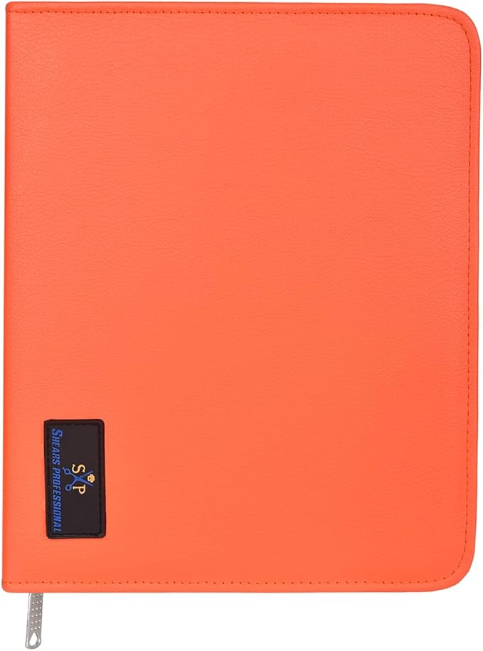 Leather Shears Case, Scissor Case, Shear Holder Holds 10 Grooming or Beauty Shears (Orange)