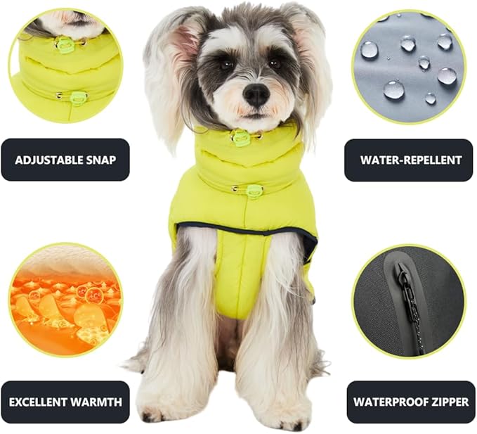 Dog Winter Puffer Jacket, Warm Padded Sleeveless Coat for Small Medium Dogs, Waterproof Winter Jacket, Turtleneck Cold Weather Dogs Jacket (Size 5(chest22-24'', 22-28 lbs))