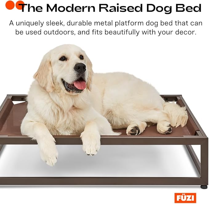 FUZI Luxury Up Pup Elevated Dog Bed, Premium Indoor & Outdoor Raised Pet Bed, Chew-Proof & Durable, Breathable Design for Comfort & Support, Dog Cot Small 26x17x8 Black