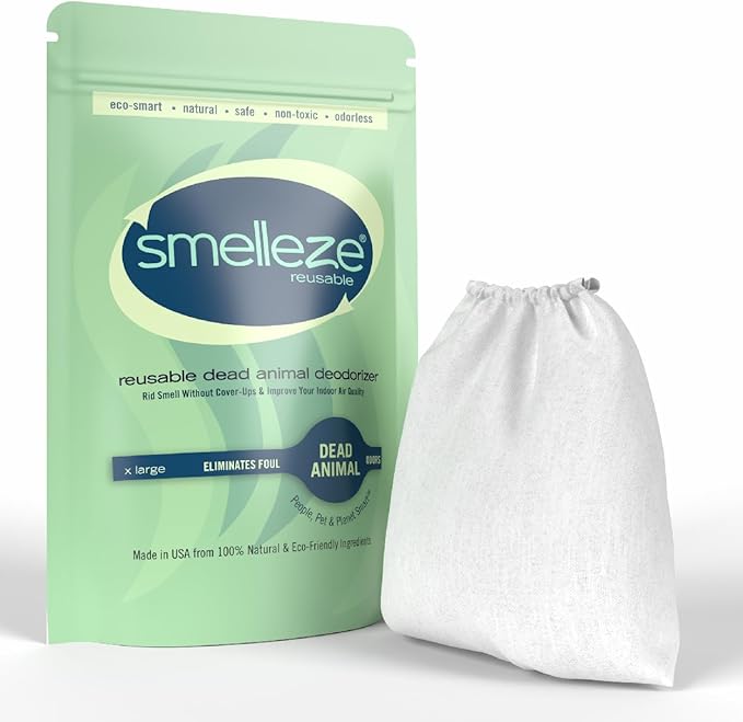 SMELLEZE Dead Animal Odor Eliminator for Strong Odor Removal - Eliminate Dead Rodent & Wildlife Smell - Safe Indoor & Outdoor Use, Natural Odor Remover, Fresh & Effective - 1 Pouch