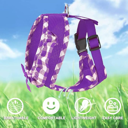 SuperBuddy Upgraded Soft Mesh Dog Harness, Super Breathable Lightweight Pet Harnesses for Puppy Dogs Outdoor Walking, Purple Dog Harness -Large