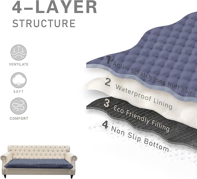 Dogs/Cats Bed Mats, Dog Pad Washable Removable Couch Cover with Anti-Slip Back, Plush Long Fur Mat, Perfect for Small, Medium and Large Dogs.(Noble Gray-Bubble, 30"x80")