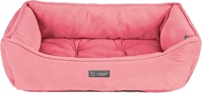NANDOG Cloud Collection Cat and Dog Bed for Medium to Large Breeds (Pink Signature, Signature)