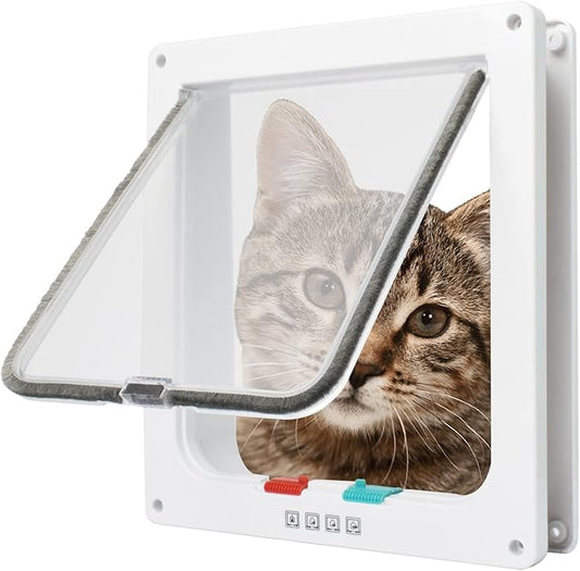 Cat Flap Door 4 Way Locking Weatherproof Pet Doors for Interior Exterior Sliding Door Doggie Door Insert