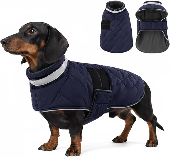 Dog Winter Coat Warm Padded Puppy Jacket Windproof Water Resistant Clothes for Small Medium Large Pets Christmas Sweater Outfit Vest(DarkBlue, S)